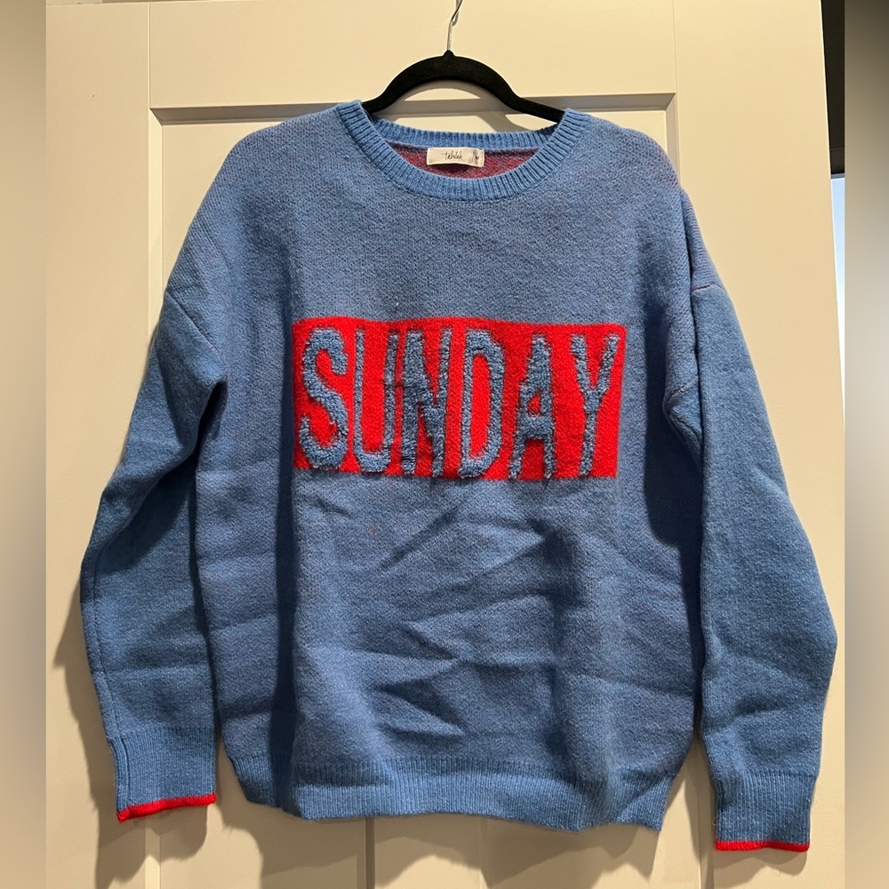 TALULAH Blue and Red Crewneck Sweater